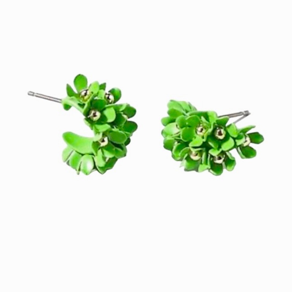 J. Crew Soft Bouquet Hoop Earrings in Lime Green
